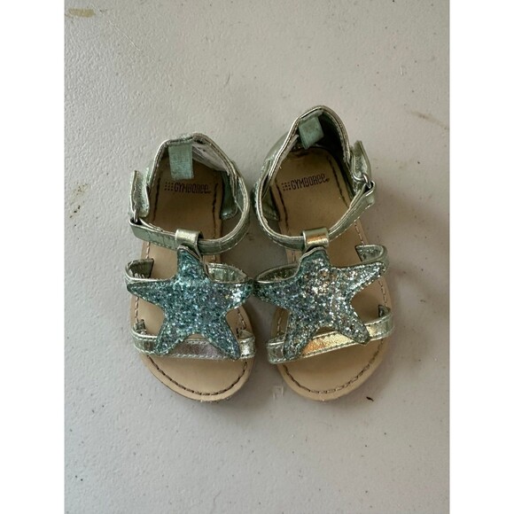 Gymboree Baby Girl Metallic Aqua Starfish Sparkly Faded Hook Loop Sandals 4 - Picture 2 of 6
